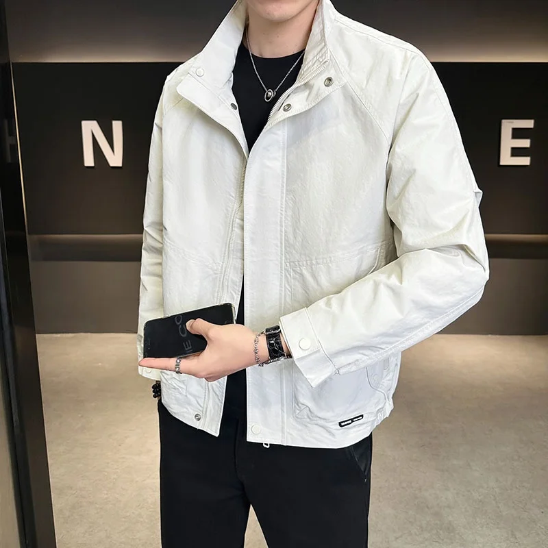 

Men's Stand Collar Jaet Casual Sli Workwear Outerwear Simple Versatile Leisure Top Trendy Autumn Faion Korean Version