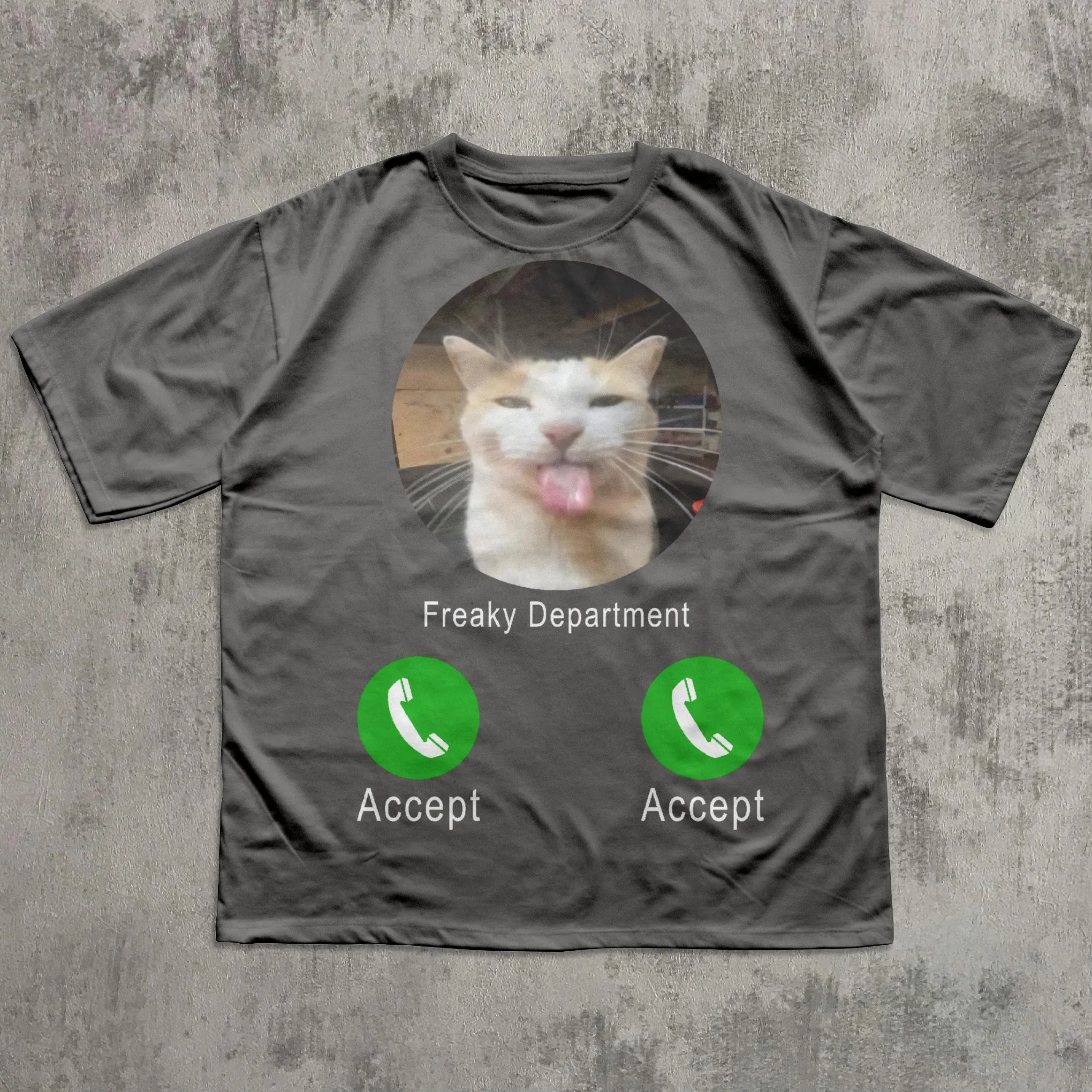 Freaky Department Funny Cat Meme T-Shirt Gift for Men and Women Unhinged Ugly Shirts Cringe Stupid Gifts Freaky Men Clothing