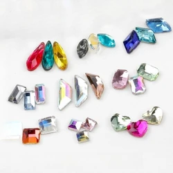 Mini Size Mix Color Droplet Heart Flat bottom nail art rhinestones Glass crystal 3D nail decoration Multiple shapes wholesale