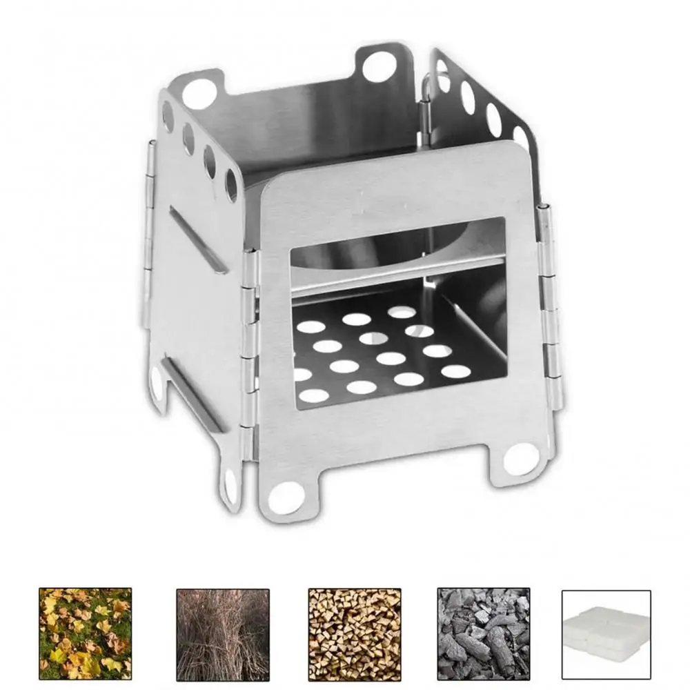 Compact Practical Portable Lightweight Wood Burner Stove Outdoor Camping Pocket Alcohol Furnace Easy To Use Camping Tool