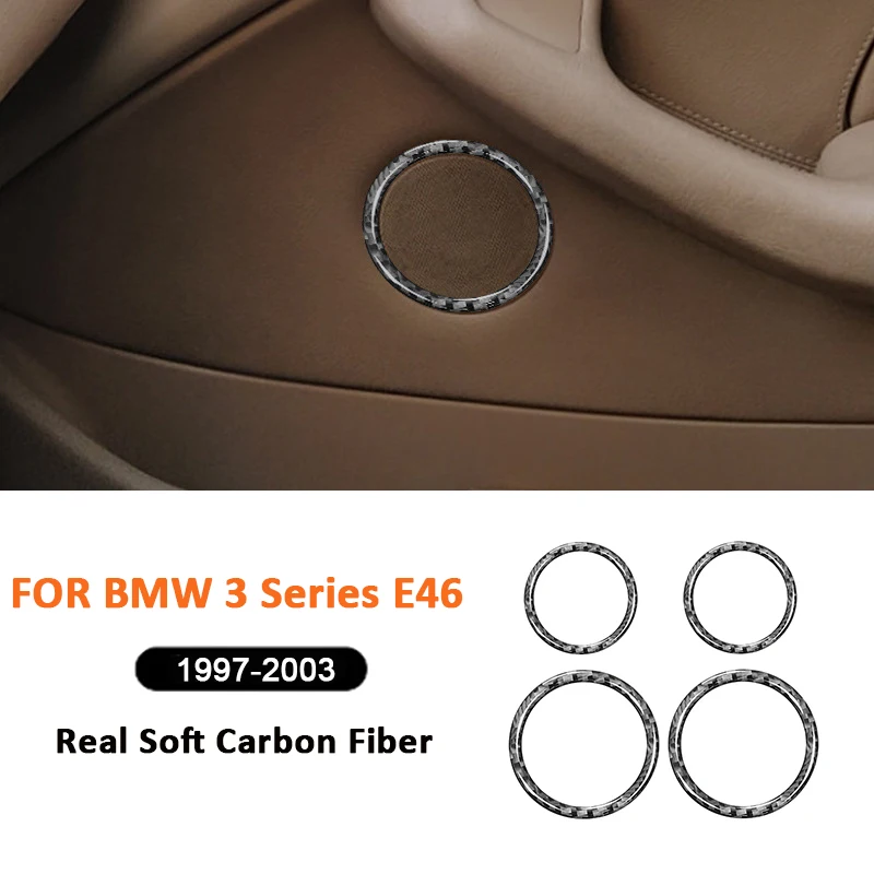 

For BMW 3 Series E46 1997-2003 Carbon Fiber 4PCS Car Door Horn Loudspeaker Panel Frame Decorative Sticker Interior Accessories