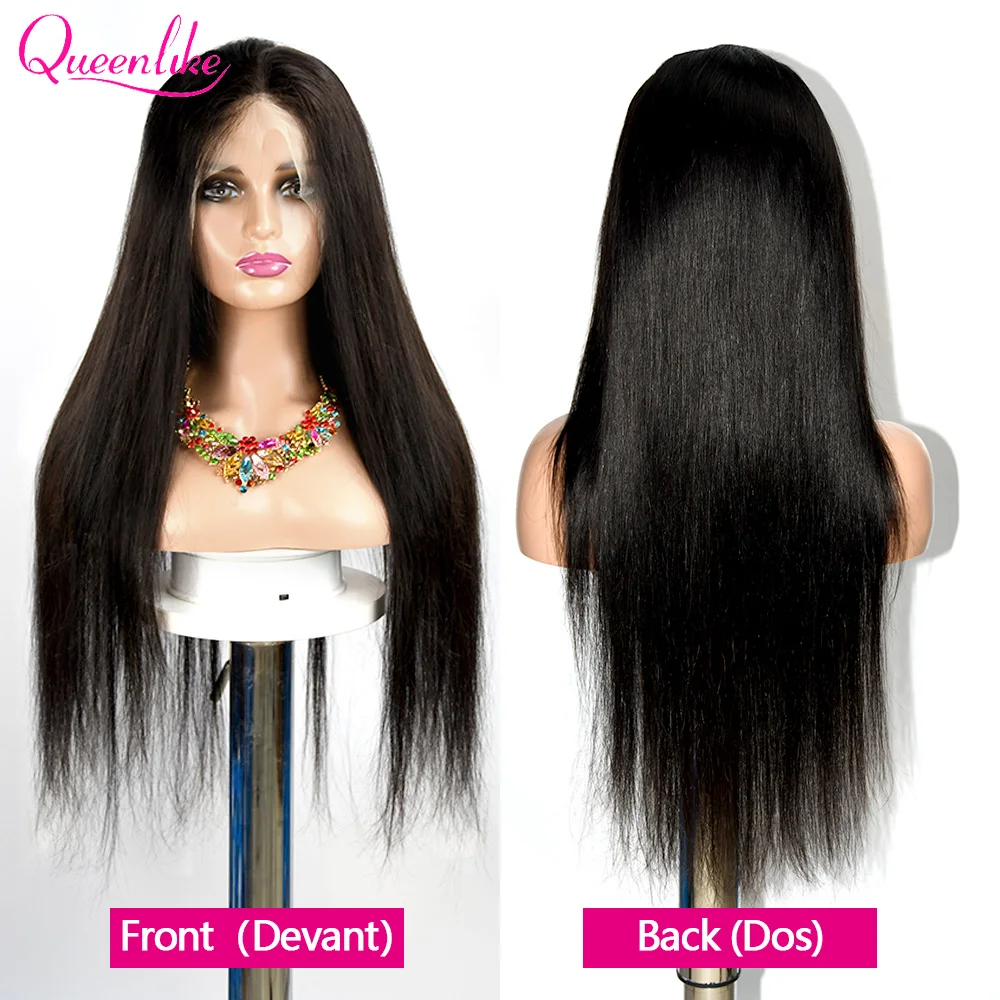 Rambut manusia lurus renda Frontal 30 inci 13x4 wig murah pada Clearance sebelum dipetik wig rambut manusia 180% untuk wanita Queenlike