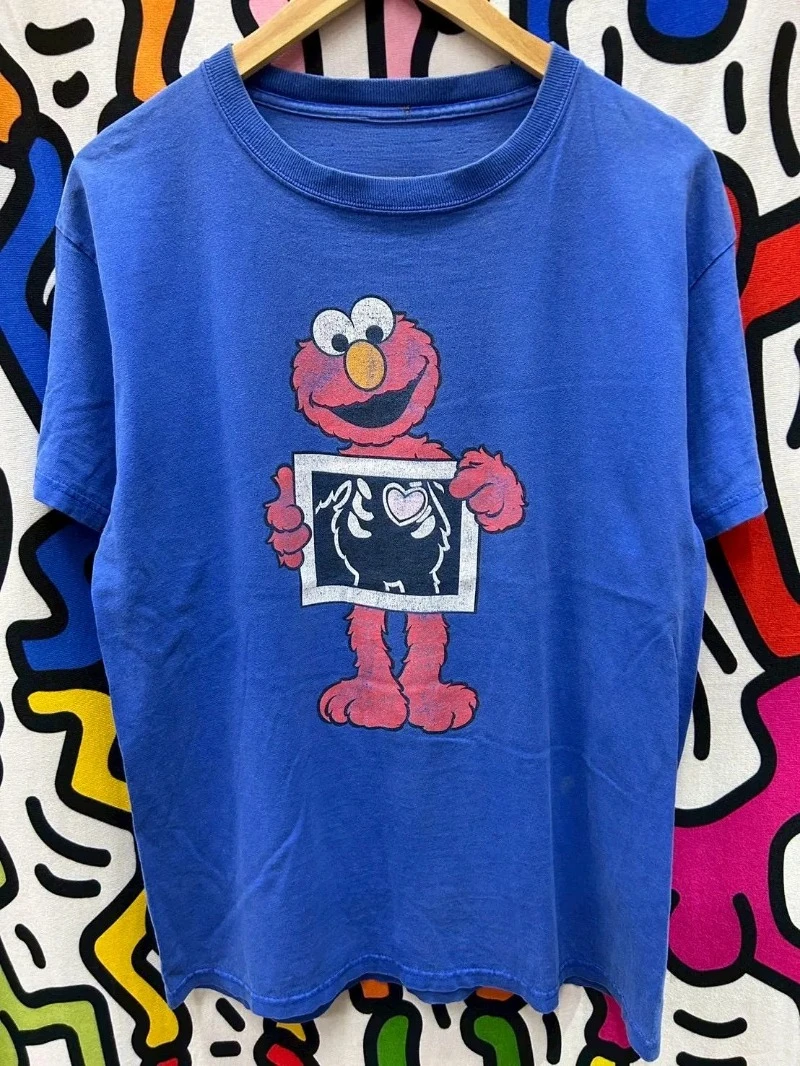 Men's T-shirt, Sesame Street,Sesame Street Cookie Monster Om Nom Face T-Shirt S-4XL, Royal Cotton Spring Summer