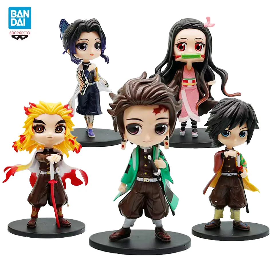 

hot Anime 14cm Figure Nezuko Tanjirou Zenitsu Inosuke Kyoujurou Giyuu Kawaii Qposket PVC Model Toys children Gift