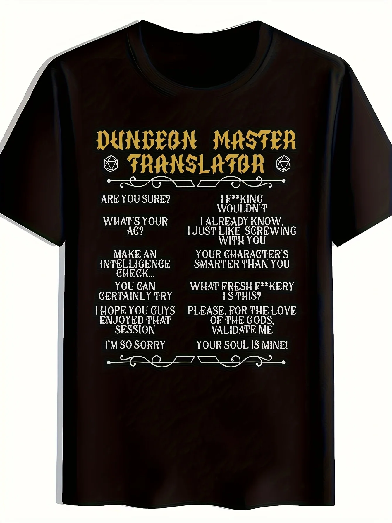 Men's D&D Dungeon Master T-shirt Compatible with Tabletop Role-Playing Games Casual Gamer T-shirt Suitable for Tabletop Gamers