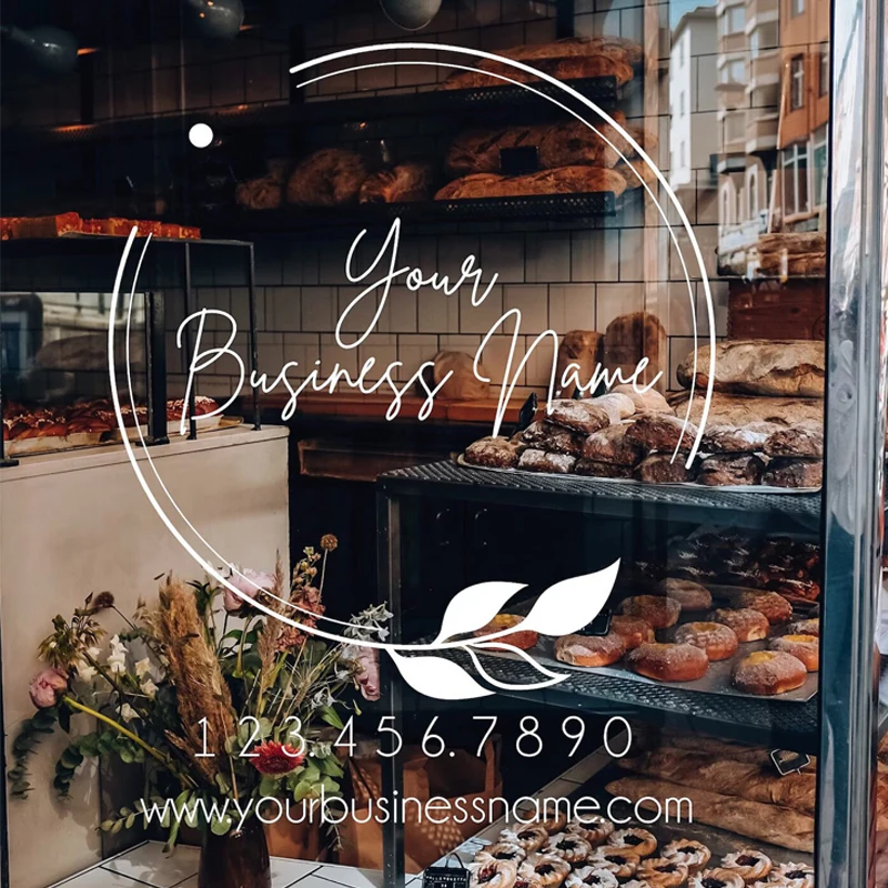 Calcomanía para ventana de negocios personalizable, nombre de su empresa, pegatina para ventana de horas comerciales, calcomanía con logotipo de negocio, Boutique, salón E618