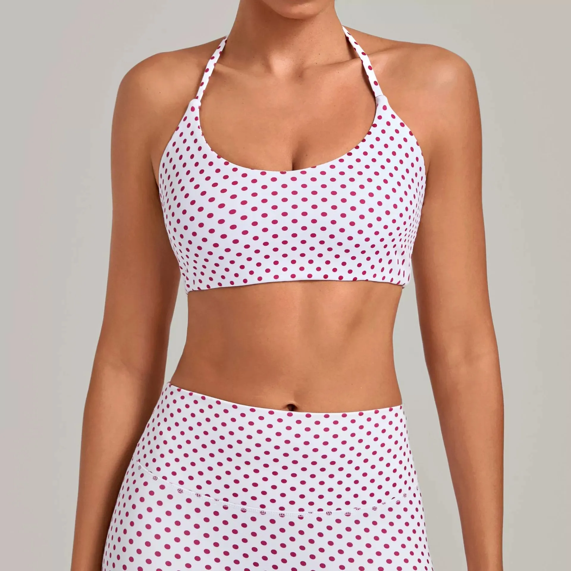 Retro Printed Yoga Halter Bra Tight Fitting Pilates Fitness Exercise Underwear Women Yoga Bra Running Breathable Shockproof Bra