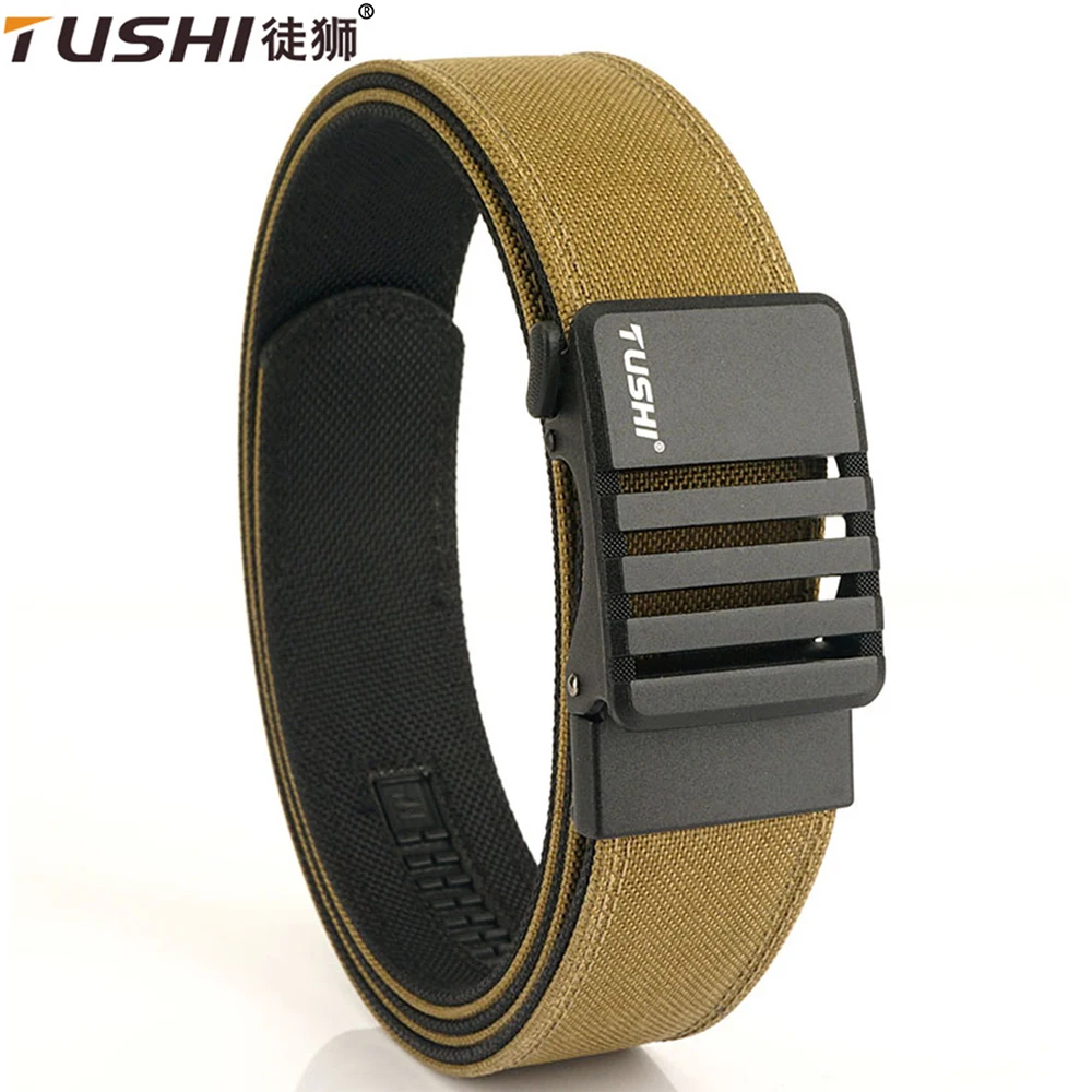 TUSHI New 1100D Nylon Hard Tactical Belt for Men Metal Automatic Buckle IPSC Gun Belt Military Belt Outdoor Sports Girdle Male