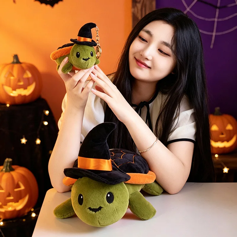15-38cm Cute Halloween-themed Turtle Plush Doll Toy Cartoon Wizard’s Hat Plush Stuffed Turtle Toy Kids Companion Toy Party Gift