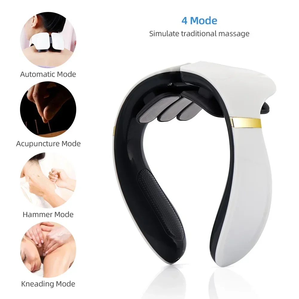 6 Heads Neck Massager TENS Pulse Neck Massager Heating Pain Relief Deep Tissue Trigger Point Massage Shoulder Cervical Relax