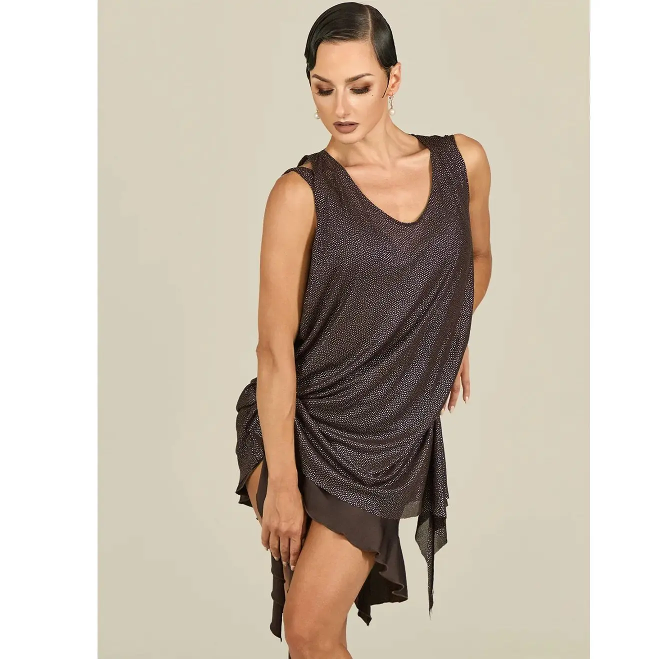 Novos trajes de dança latina solto sem costas sem mangas superior salão de baile samba chacha rumba dança desempenho roupas wear dql12371