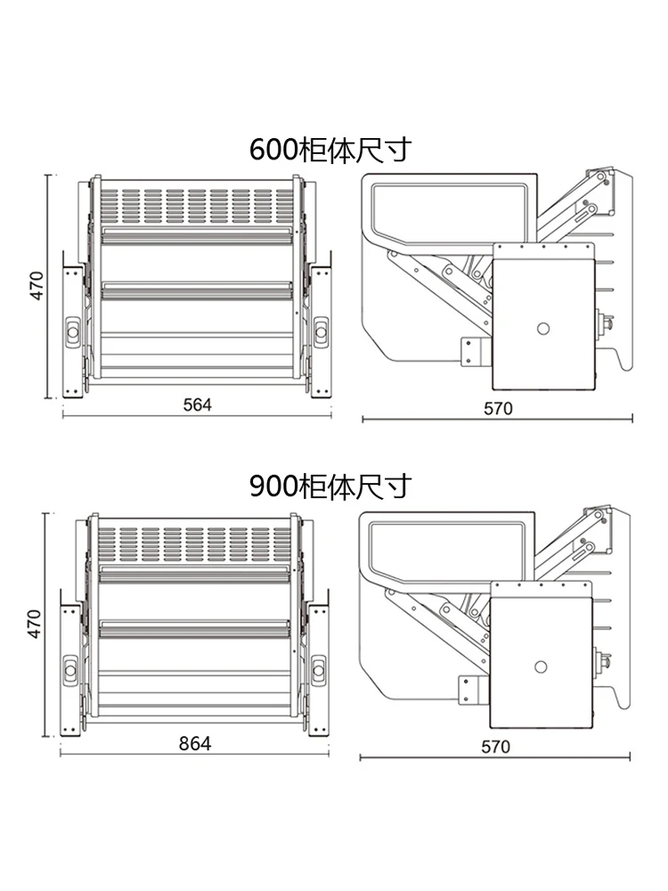 Double body elevator basket storage high cabinet, deep double layer hanging cabinet, pull-down elevator