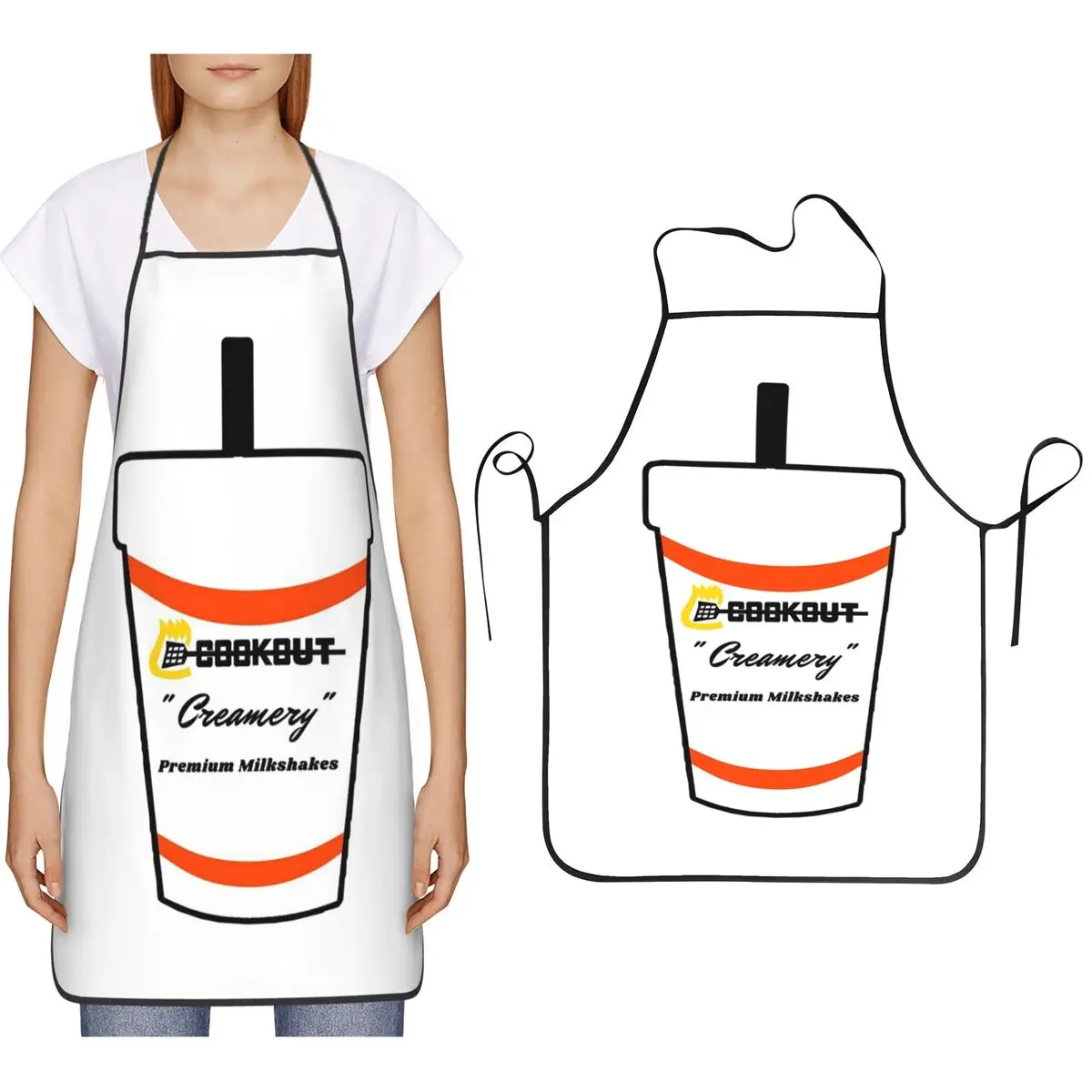 

Cookout Milkshake Aprons Chef Cooking Cuisine Tablier Sleeveless Bib Kitchen Cleaning Pinafore for Women Men Gardening