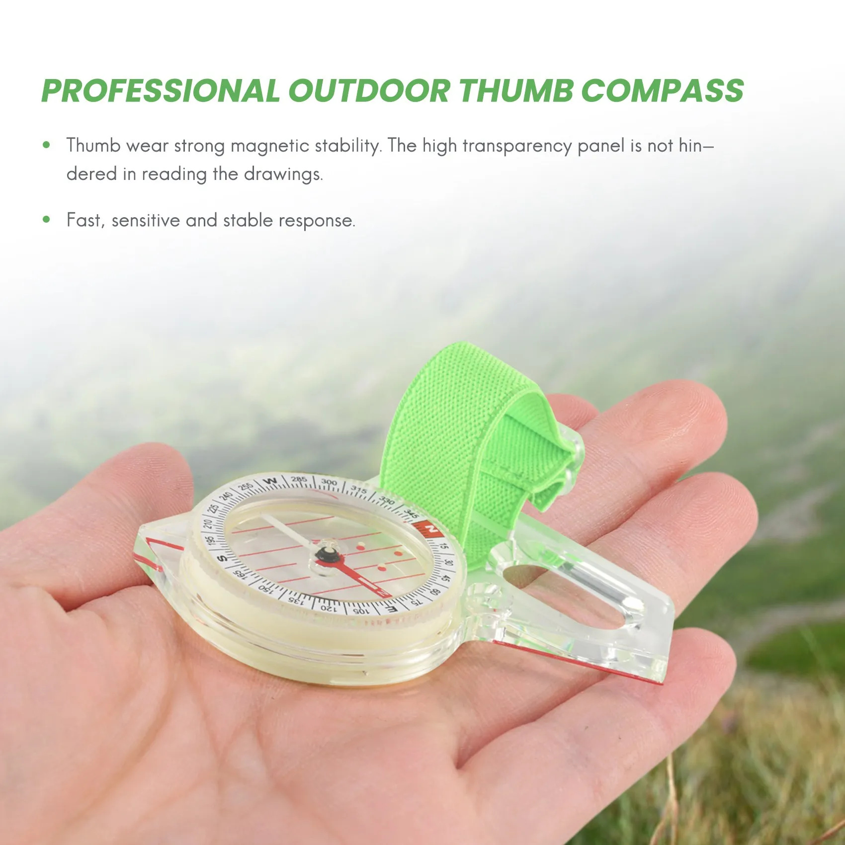 A89E-Professional Outdoor Thumb Compass Competition Elite Direction Compass Portable Compass Map Scale