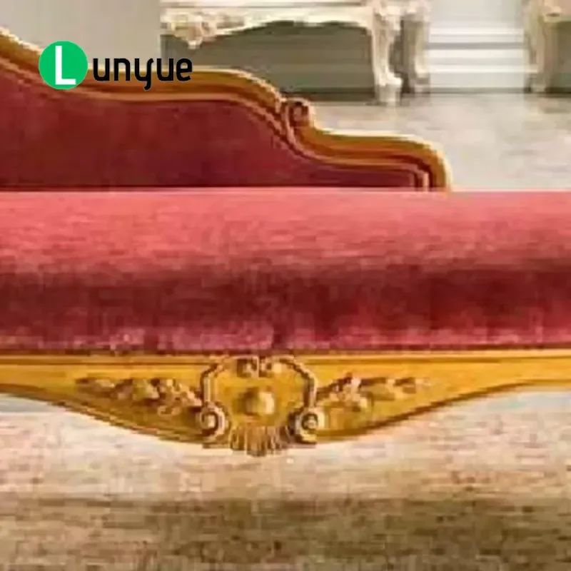 Luxury Italian European French Style Gold Foil Carved Wood Real Fabric Recliner Sofa for Home Living Room Furniture