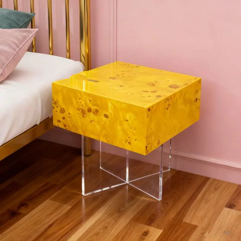 Acrylic tree tumor veneer coffee table bedroom bedside table European style furniture dining room living room side table