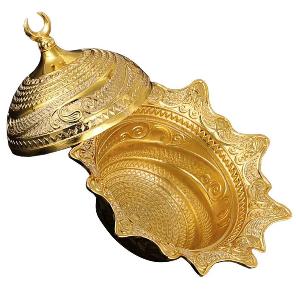 

Serving Tray with Lid Candy Dessert Bowl Aluminum Alloy Snack Storage Plate for Home Hotel Picnic Decorative Serving Tray