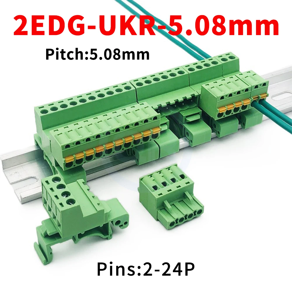 

(5 Sets) KF 2EDG - UKR - 5.08mm Rail Mount Plug-In Terminal Block 2EDGKD 15EDG - UKR Screwless Rail Docking KD Plug 2~24Pin