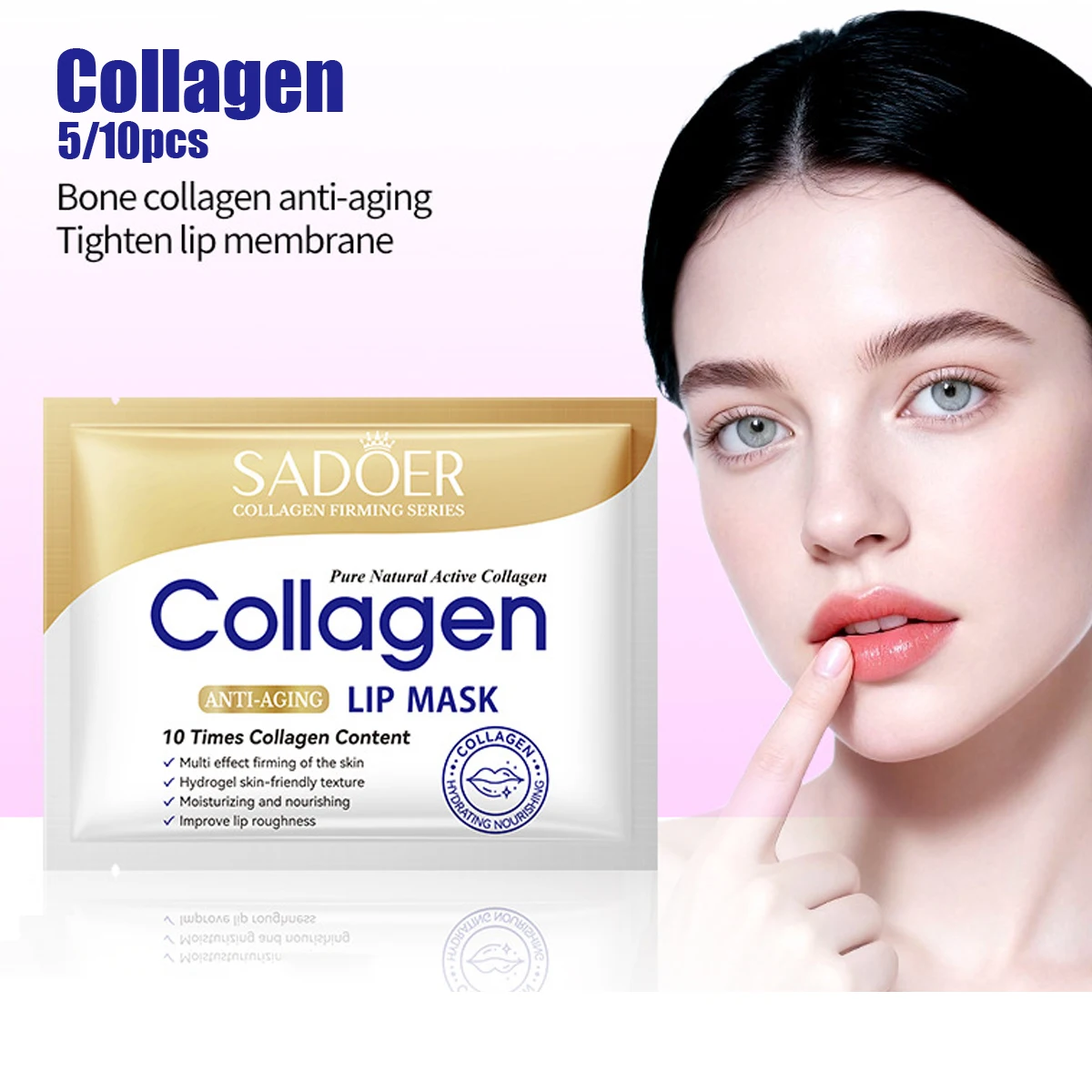 5/10pcs/Collagen Anti Wrinkle Tightening Lip Mask Lip Moisturizing Lip Mask Moisturizing and Nourishing