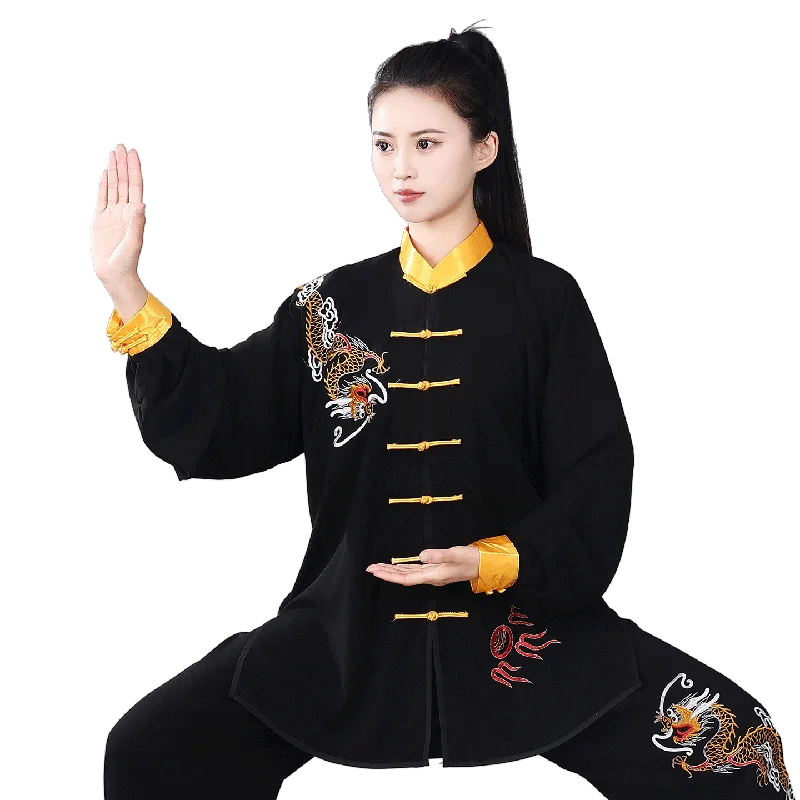 New Arrival Embroidered Unisex Martial Arts Tai Chi Suit Spring/Autumn Morning Exercise Training Wear Performance Group Uniform