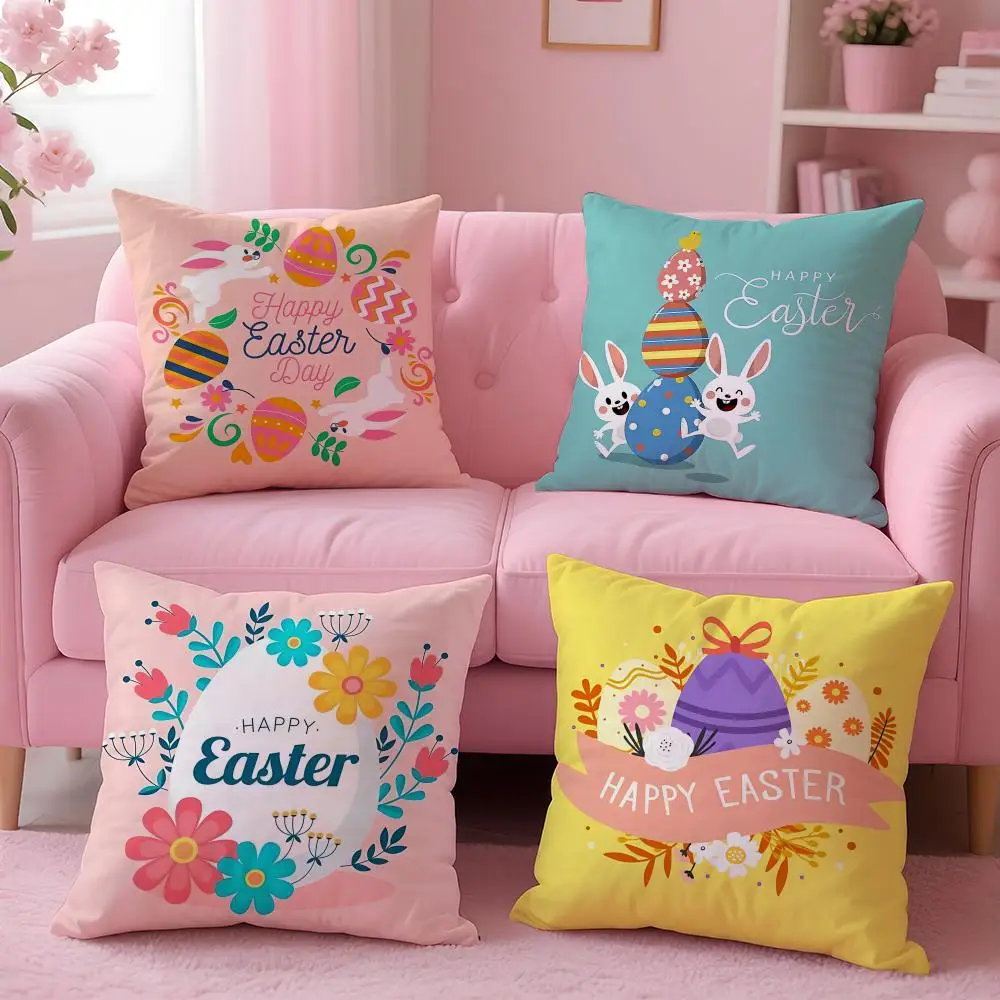 holiday Easter Cushion Cover Cushion Cover Set 4Pcs 50x50 45x45 40x40 Pillowcase Decorative Sofa Home Decor