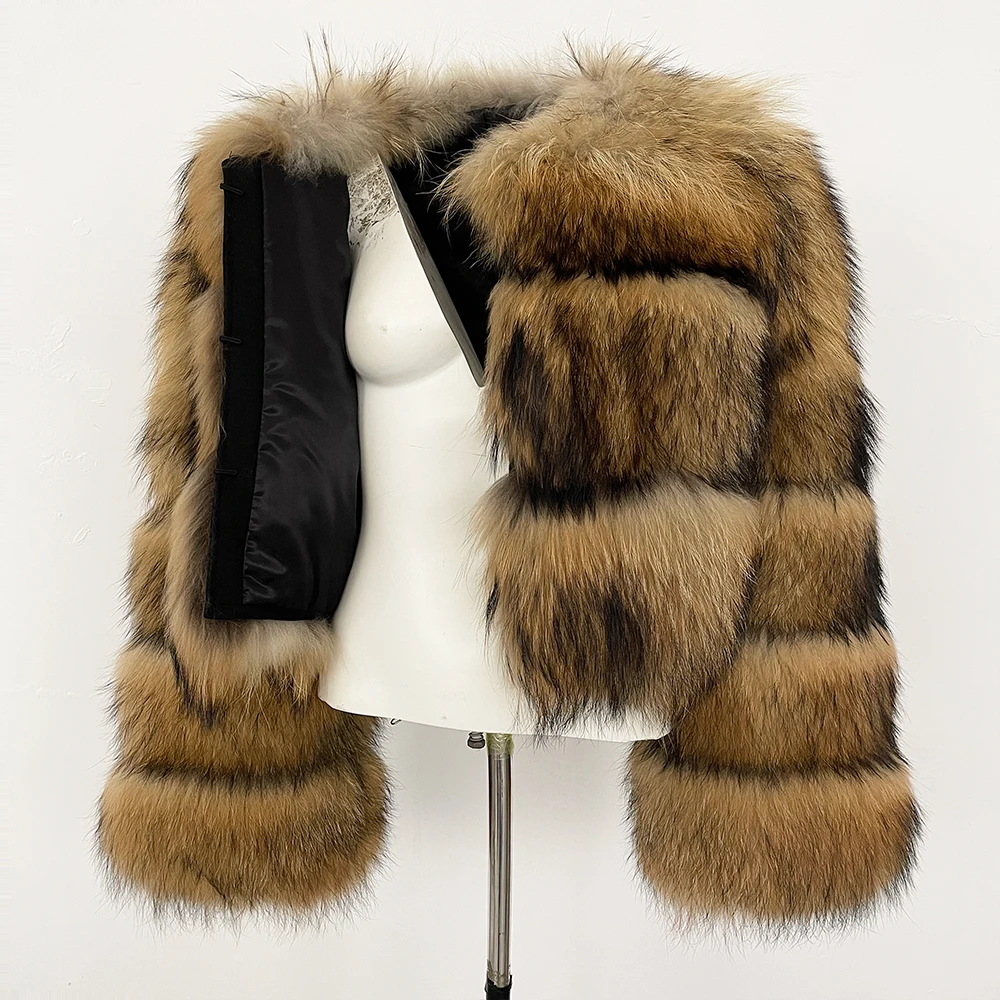 MENINA 2025 ใหม่ธรรมชาติ Raccoon Fox ขนสัตว์คุณภาพสูงเสื้อแจ็คเก็ตฤดูหนาวผู้หญิงปุยขนสัตว์จริงหนา Outerwear Streetwear