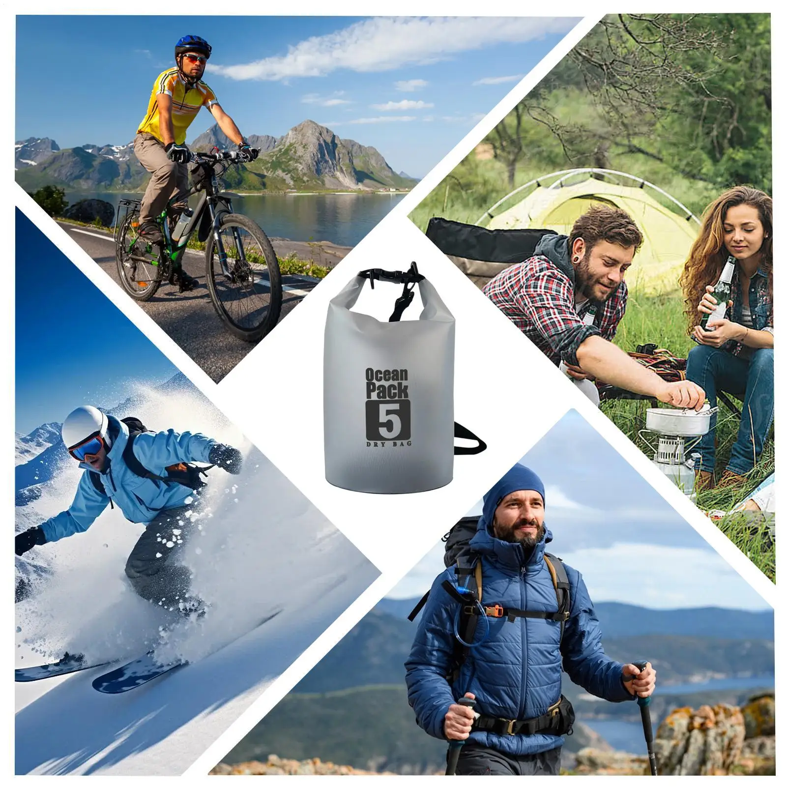 Waterproof Bag Roll Top Lightweight Outdoor Beach Hiking Storage Sack Dry Sack Waterproof Bag For Men Women Travel Swimming