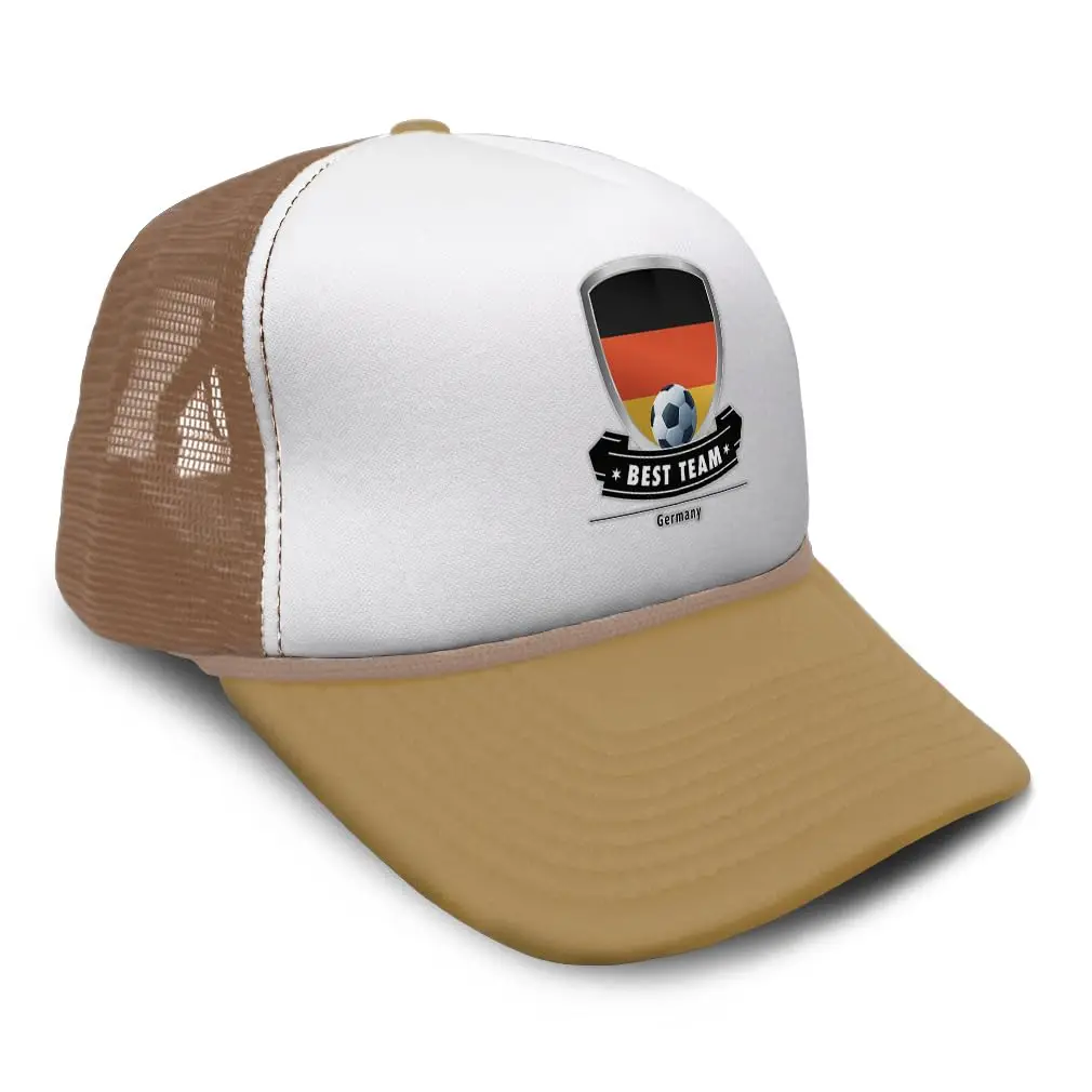 Trucker Hat Germany Soccer Best Team Shield Polyester Euro Cup Baseball Cap for Men & Women Adjustable Khaki