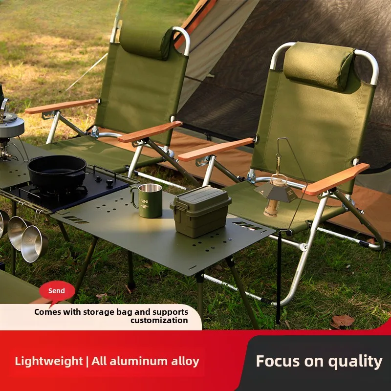 

Outdoor Folding Camping Chair Portable Four-speed Aluminum Alloy Adjustment Kermit Chair, High-back Recliner, Nap Chair