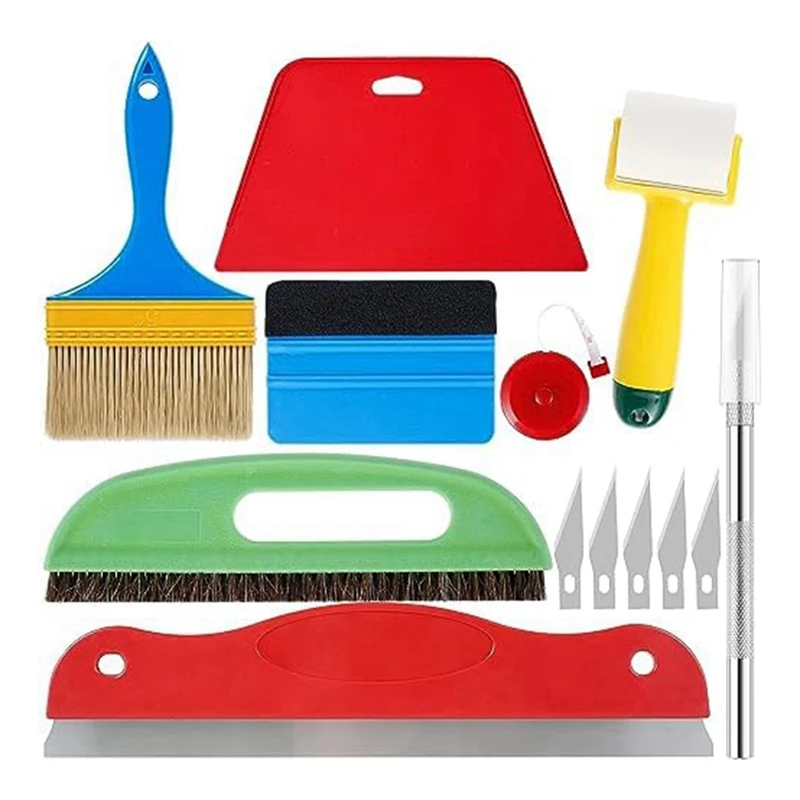 1 Set Wallpaper Smoothing Tool Kit DIY Craft Wallpaper Sticking Kit For Contact Paper Vinyl Applications