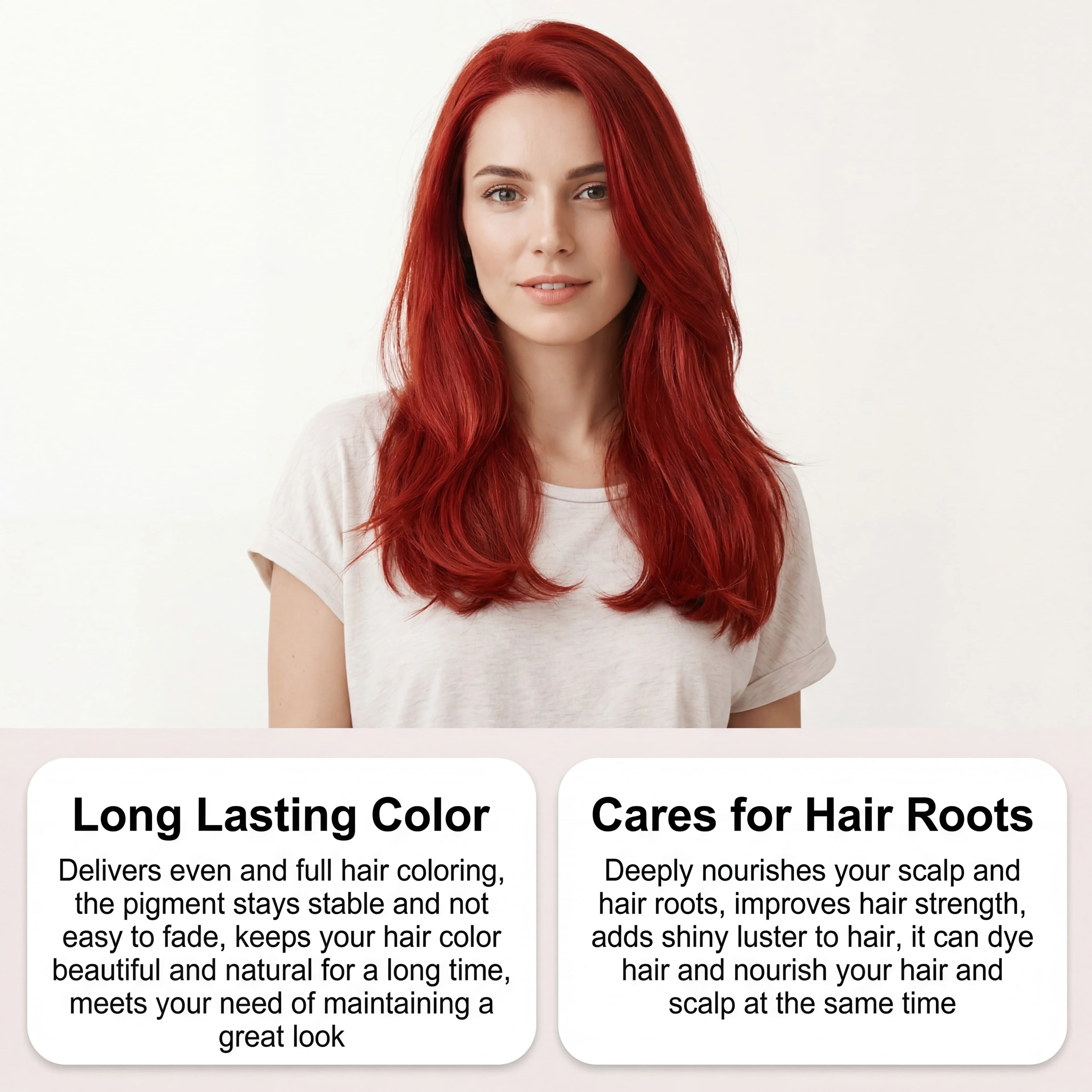 Red Herbal Hair Color Shampoo For Gray Coverage Scalp Nourishing Color Depositing Shampoo Gentle Cleansing Long-lasting Hair Dye