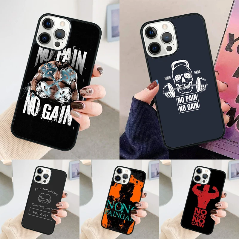 No Pain No Gain Gym Fitness Quote phone case Cover For iPhone 14 15 16 Pro Max SE 2020 For apple 11 12 13 Pro Max 8 Plus