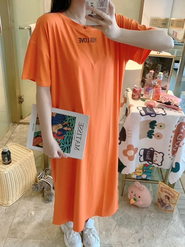 

Summer Korean version of women sweet dress for pregnant women with a belly covering oversized women's short sleeved casual YA39