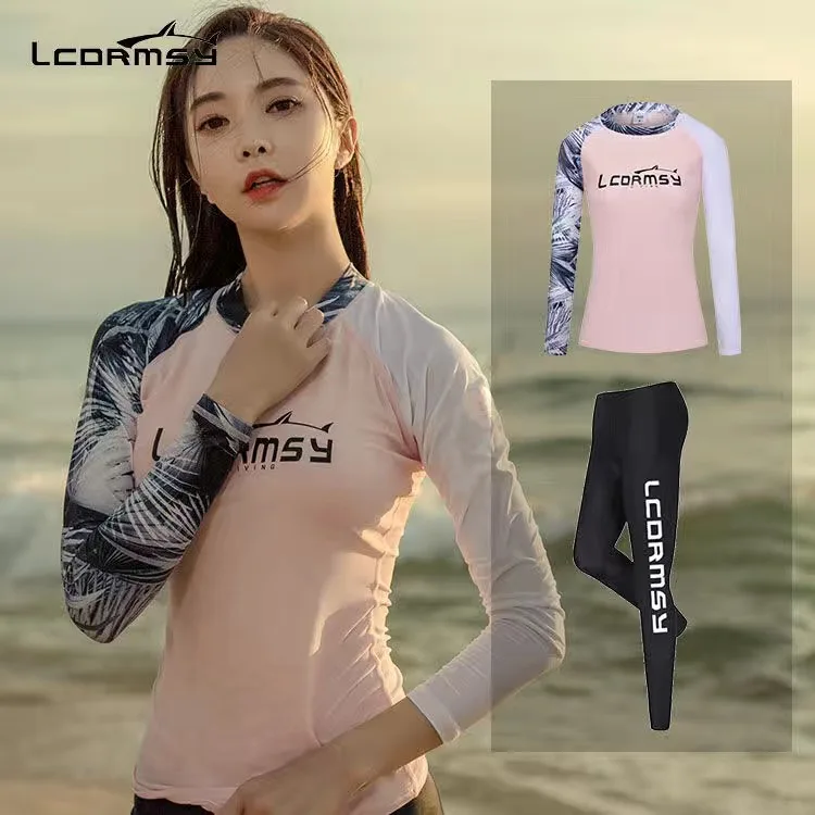 Long-sleeved Split Snorkeling Wetsuits Quick dry Surfing Suit Sun-proof Beach Swimwear With Trousers