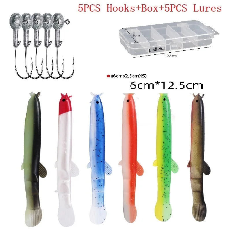 5 قطعة الطعم الناعم محاكاة بيونيك مضيئة مع BKK هوك 7.5 سنتيمتر/2 جرام ثلاثية الأبعاد الطباعة جثم المياه العذبة الصيد إغراء معالجة #3