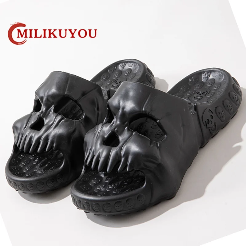 2024 Skull Design Women Slippers Men Outdoor Novelty Slides Thick Sole Platform Beach Shoes Unisex Non-slip Women Sandals 36-47