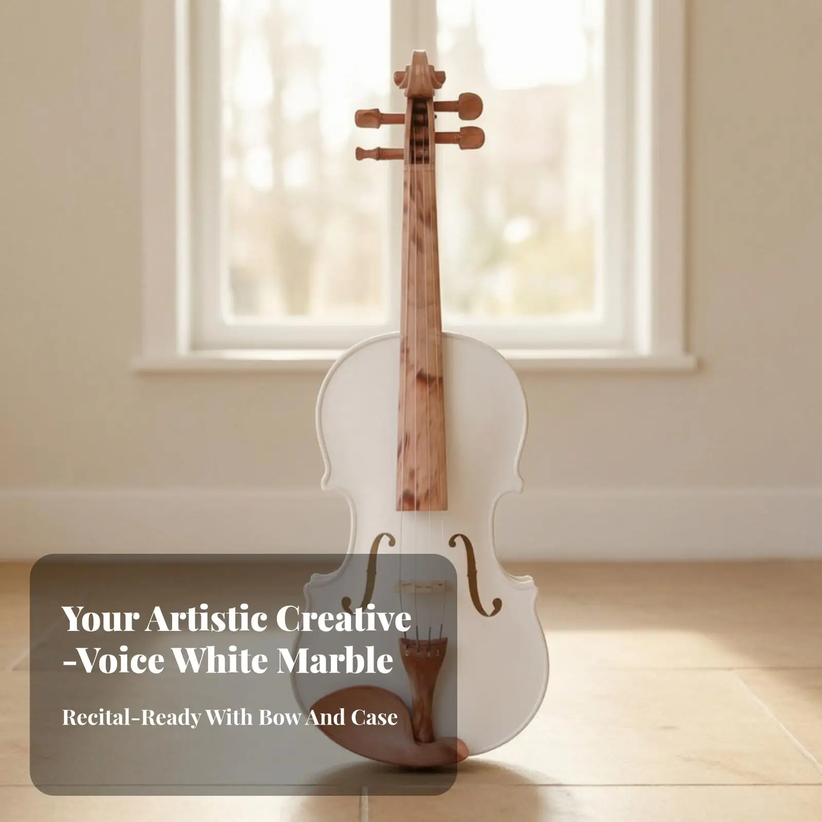 Hand-Carved Hardwood Violin | Glossy Marble-Pattern Finish, 4/4 Violin, for Home Practice