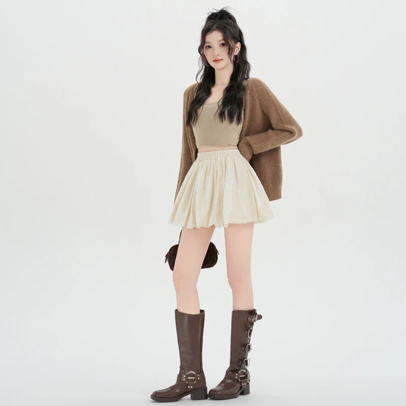 Faionable المخملية زهرة برعم تنورة ort f طول التخسيس تنوعا المرأة تنورة الخريف الشتاء جديد وصول السيدات بريم...