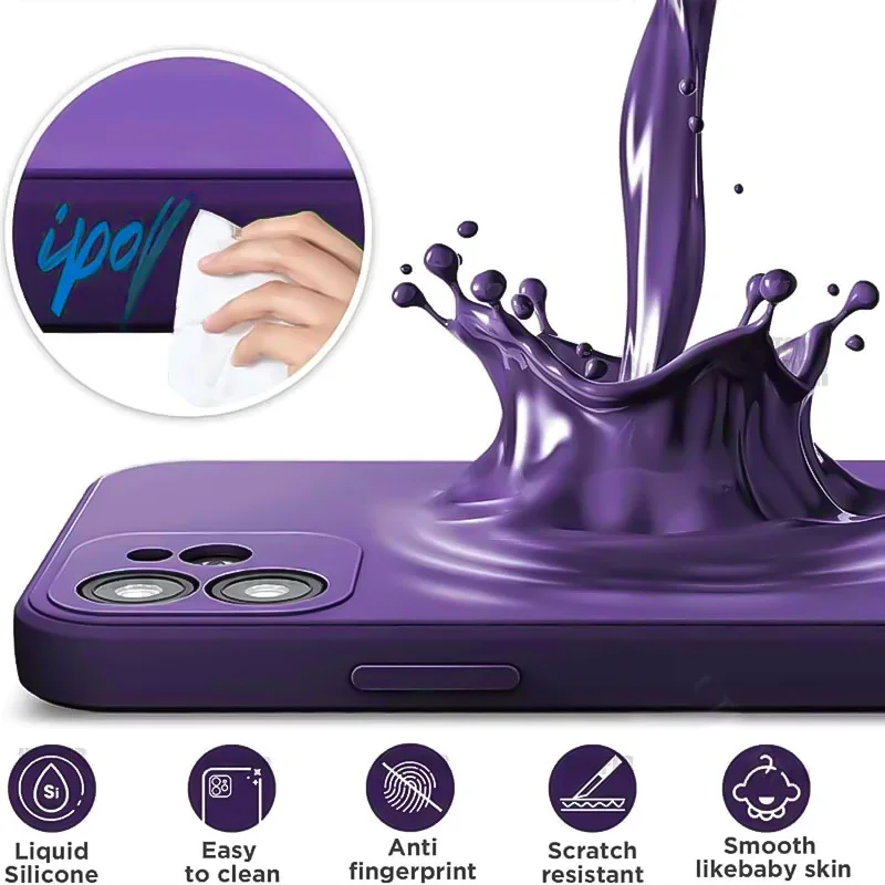 Luxury Liquid Silicone Phone Case For iPhone 17 Pro Max Air 14 15 Plus 11 16 Pro 13 12 Mini 16E Soft Shockproof Protection Cover - náhled 2