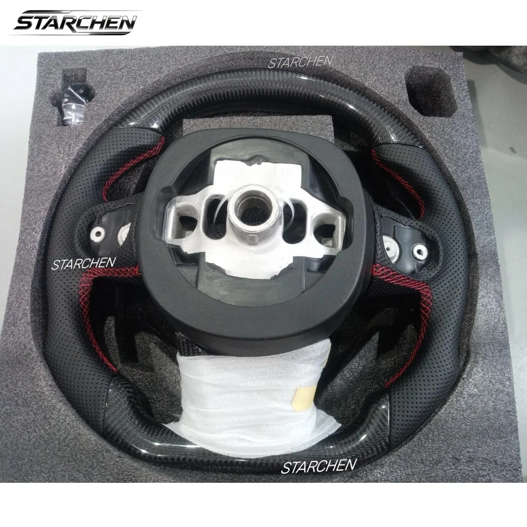 Real Carbon Fiber Smart Colored LED Steering Wheel for Dodge Charger Challenger Durango Srt Hellcat 2015-2026 (Heated)