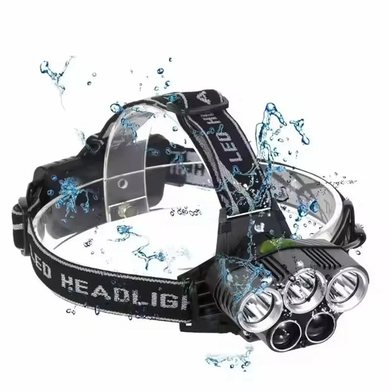 Linterna frontal de 5 LED recargable, 6 modos, lámpara de acampada al aire libre para pesca y senderismo