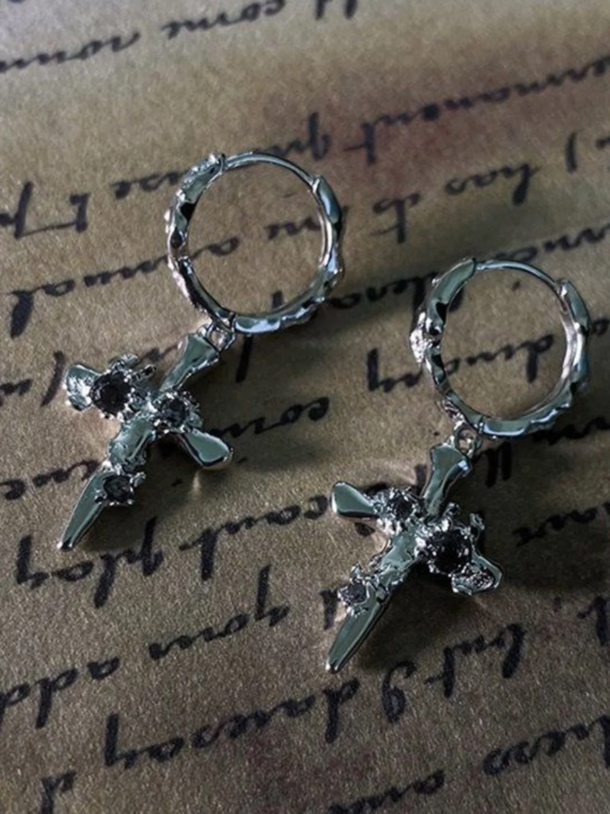 

925 Sterling Silver Cross Earrings Glittering Diamonds Unique Design Sweet Cool Fashion Jewelry Unisex Alloy Plated Silver