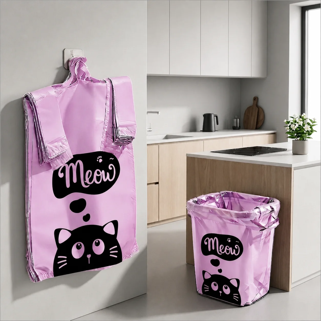20L/5gallon Printed Handle Garbage Bags Disposable Thickened Vest‑Style Trash Bags Leakproof Household Kitchen Waste Bin Liners