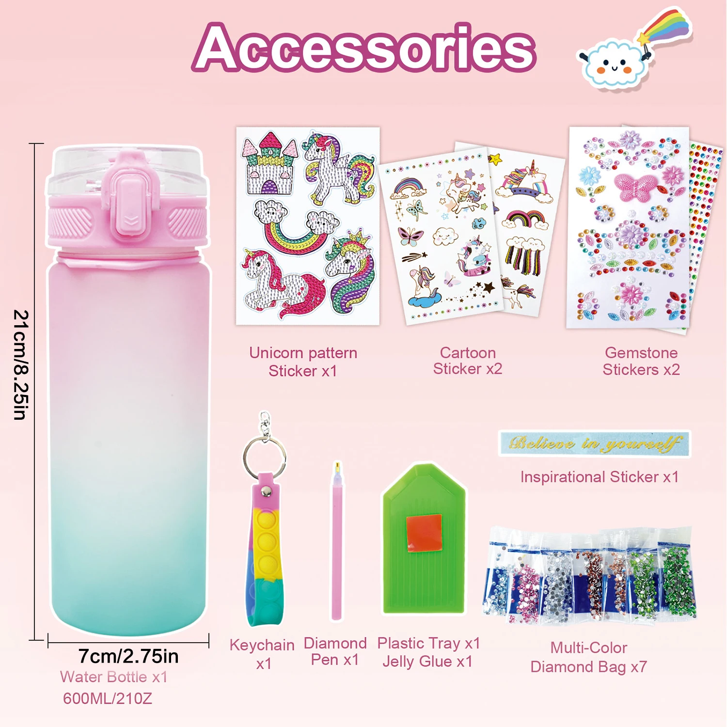 Decorate Your Own Water Bottle Kits for Girls Age 6-8-10,Mermaid Painting Crafts, Crafts Gifts Toys for Girls Birthday