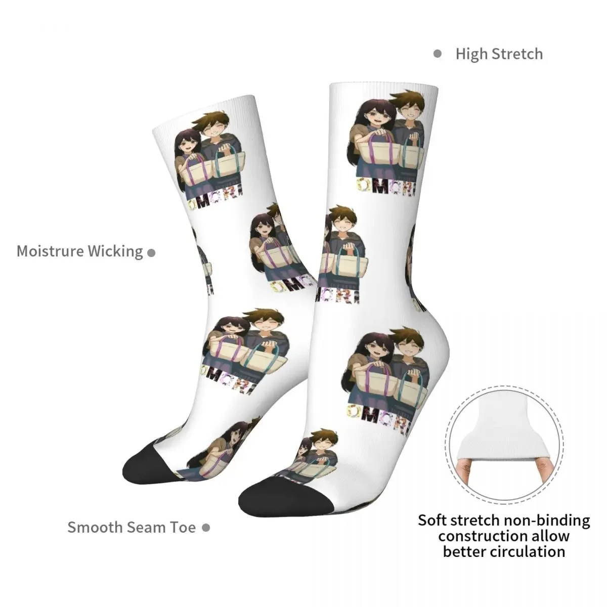 Omori Anime Video Game Socks Harajuku Sweat Absorbing Stockings All Season Long Socks Accessories for Unisex Gifts