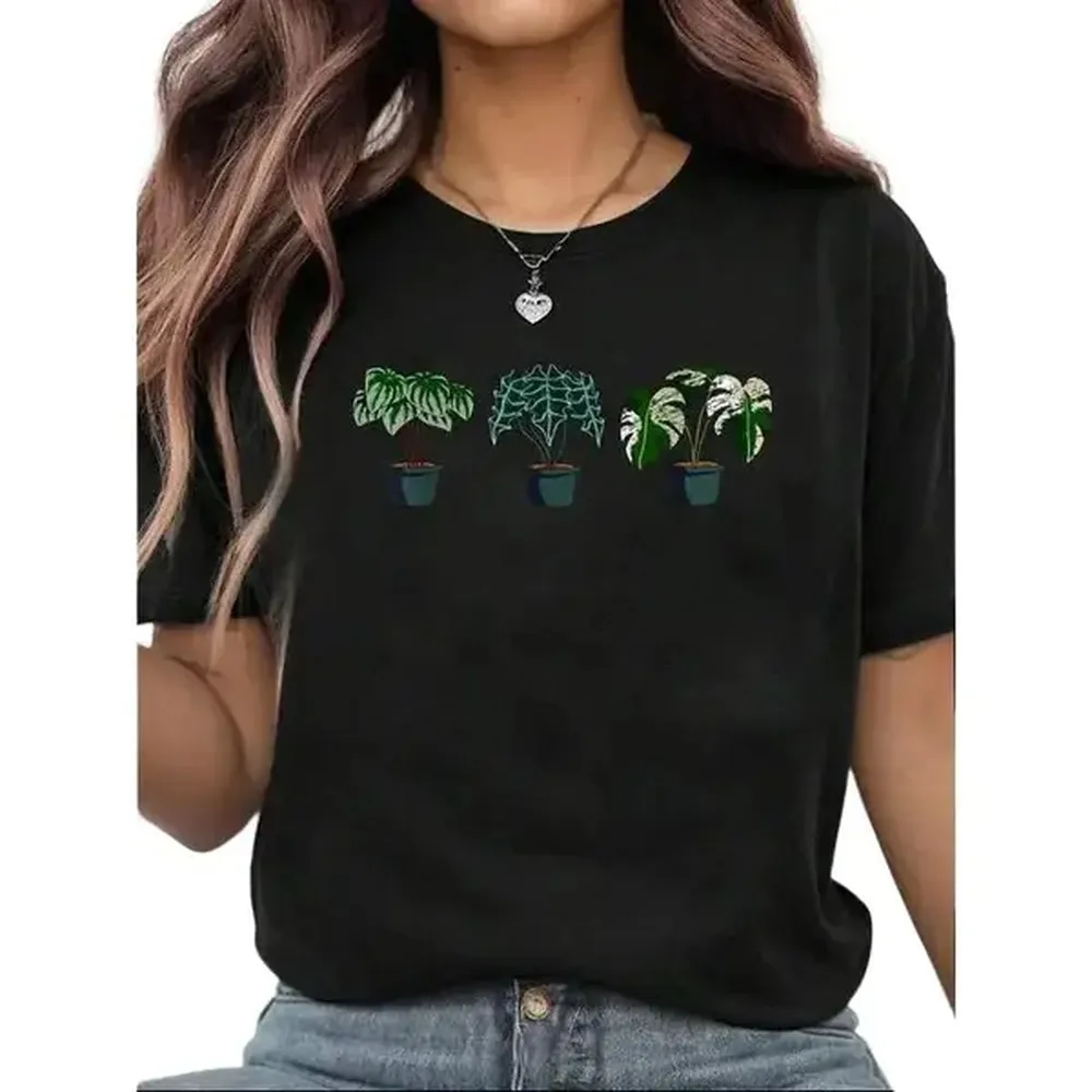 Houseplant Plant Lover Gift Crazy Plant Lady Monstera Mom T-Shirt for Women Men Cotton Clothing