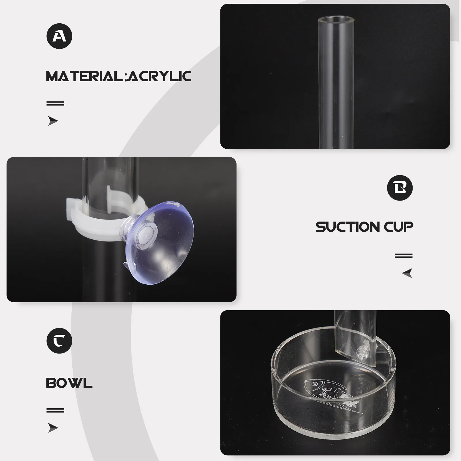 Aquarium Shrimp Feeder Tube Clear Fish Feeding Tool with Suction Cup for Easy Food Distribution