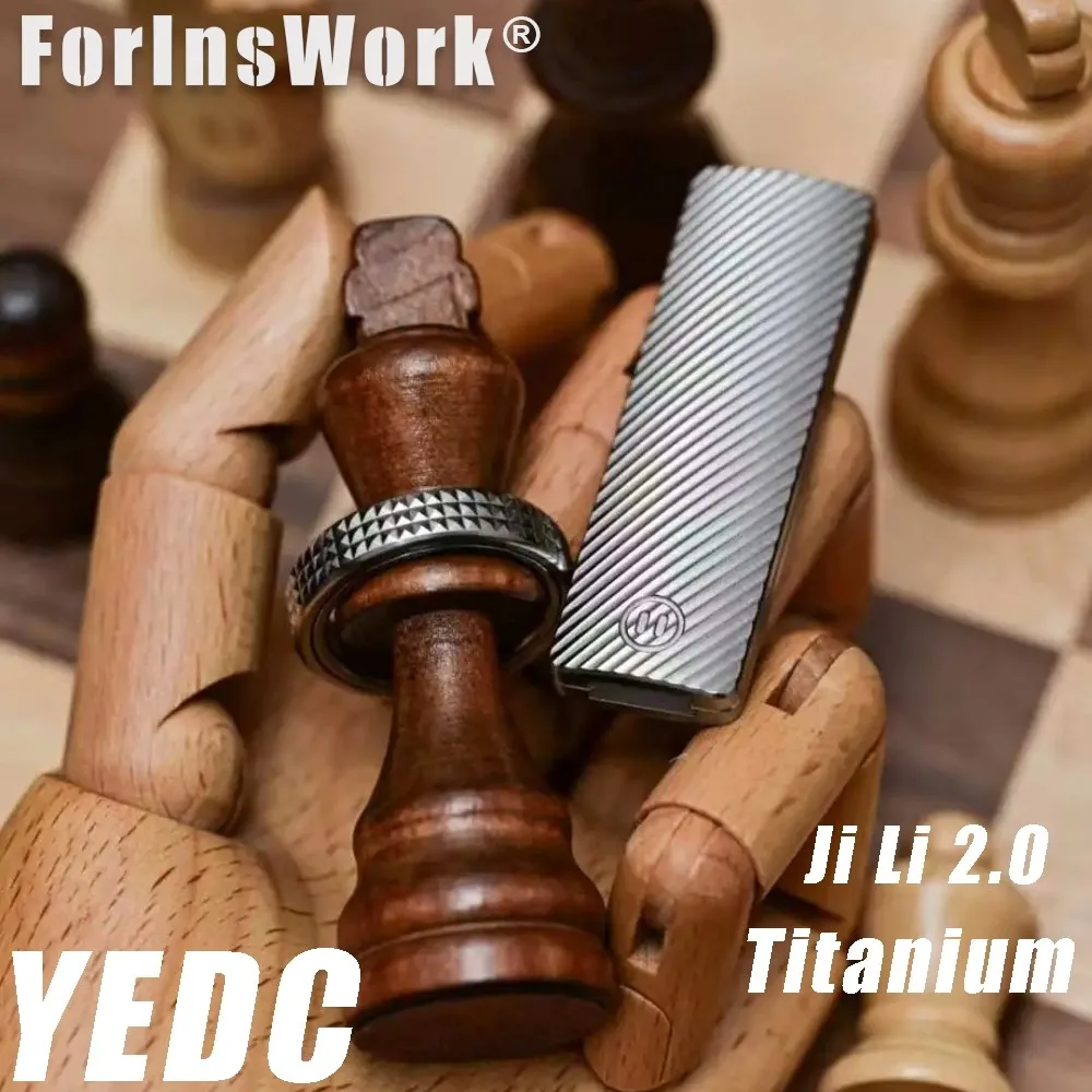 YEDC Titanium Ji Li 2.0 Fidget Slider Screw-free Ultra-thin Ultra-dense Handfeel Push Slider EDC Strss Relief Toys