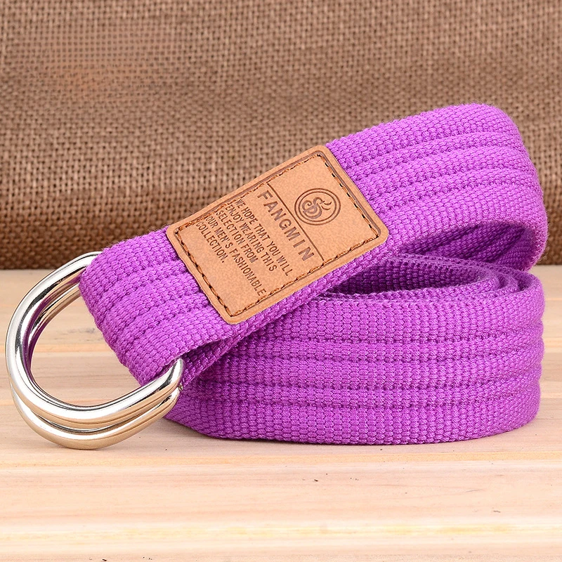 

20Unisex Canvas Belt Casual Business Jeans Double Loop Buckle Belt Outdoor Woven Style