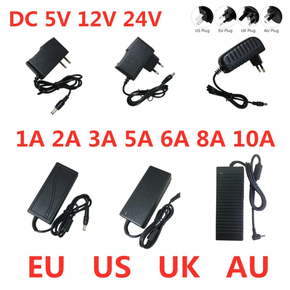 

AC 100V-240V DC 5V 12V 24V Lighting Transformer 1A 2A 3A 5A 6A 8A 10A Power Supply Adapter Converter For LED Strips Light CCTV